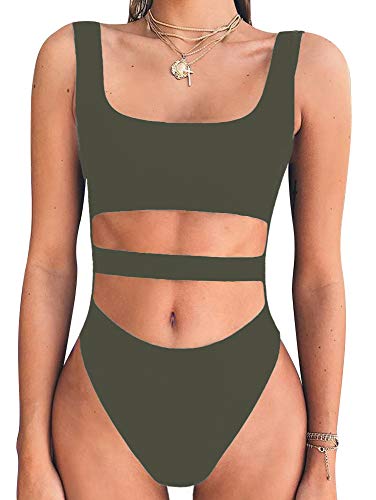 Image of BEAGIMEG Women's Tank Top Cut Out Sleeveless Bodice Bodysuit | Party Clubwear