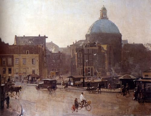 Lienzo Veduta del Singel Amsterdam Cuadro Decorativo Vintage 60x90