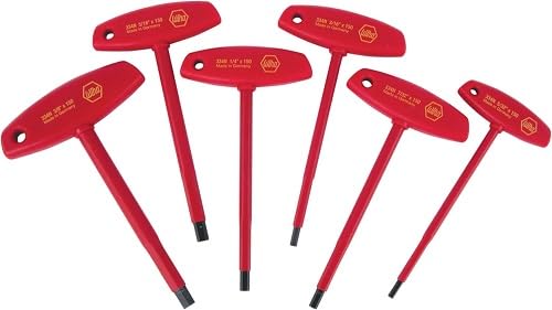 Wiha 33490 6 Piece 1000 Volt Insulated T-Handle Inch Hex Key Set