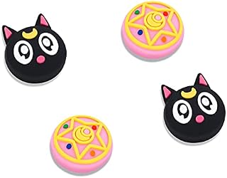 DLseego Thumb Grips Compatible with Switch & Switch OLED, Soft Silicone Joystick Cap Cute Analog Stick Caps for Switch Lite & Joystick Controller - Magic Purple Bunny and Kitty Cat (4Pcs)