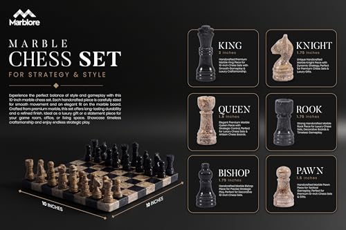 Set de Ajedrez de Mármol 10 Pulgadas Hecho a Mano miniatura 3