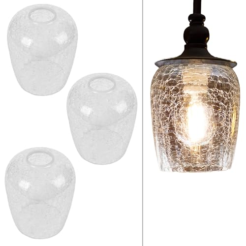 Image of Crackle Glass shade, LEDupdates 3 Packs 5 inch wide Globe Clear Crack finish Globe for Light fixture lamp upgrade replacement 1 inch 5 /8 fitter