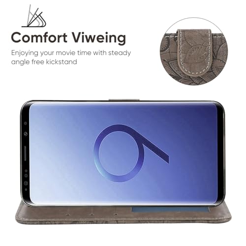 Coque Samsung S9 Plus portefeuille cuir fleur anti-rayure écran - 3