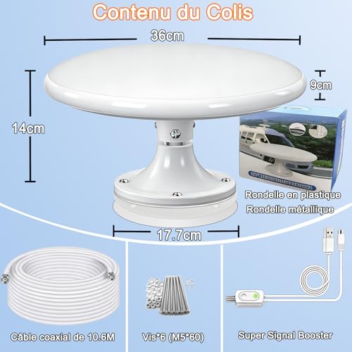 Antenne reception omnidirectionnelle 360 pour fourgon et van HD