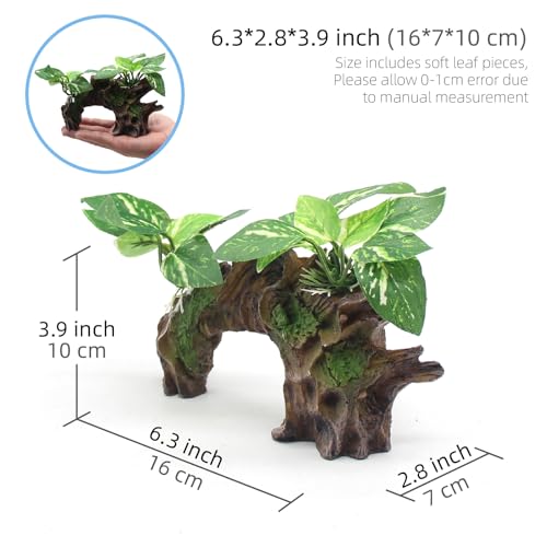 relaqcc Aquarium Decor Ornaments Artifical Driftwood Cave Fish Tank Decorations Silk Aquarium Plants for Betta Fish Tank Accessories - Image 2