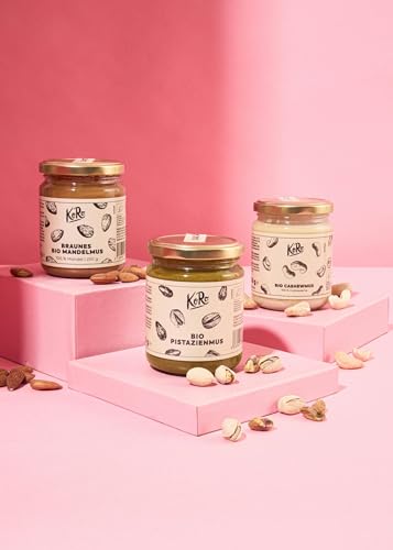 KoRo - Bio Nussmus Probierset Deluxe 3 x 250 g - Cashew-, Pistazien- und Mandelmus - In praktischen 250 g-Probiergrößen - Vegan