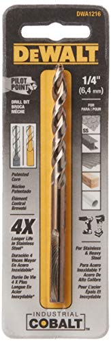 Dewalt Drill Bit, Pilot Point, Industrial Cobalt Alloy Steel, 1/4-Inch (Dwa1216) #TOP1