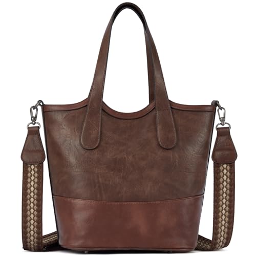 Bolso Tote para mujer, cuero vegano y paja miniatura 1