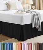 Bed Skirt (Queen, Black, 15 Inch Fall) - Hotel Quality, Iron Easy, Quadruple Pleated , Wrinkle and Fade Resistant - by Utopia Bedding