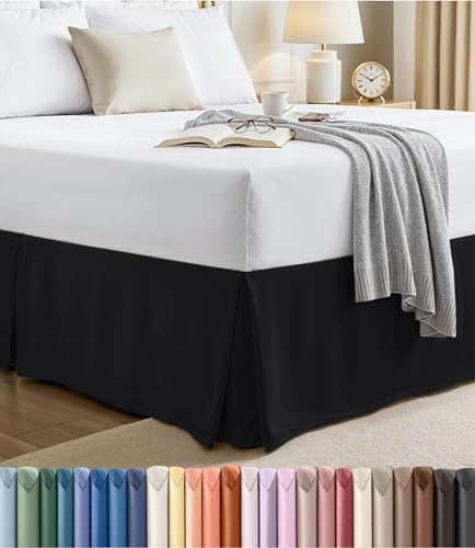 Utopia Bedding Queen Bed Skirt - Soft Quadruple Pleated Ruffle - Easy Fit with 16 Inch Tailored Drop - Hotel Quality, Shrinkage and Fade Resistant (Queen, Black)