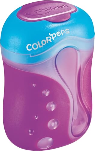 Maped - ergonomischer Anspitzer COLOR’PEPS für 2 Stiftgrößen inkl. Auffangdose - speziell für Buntstifte - für dünne Stifte Ø < 8 mm/für dicke Stifte Ø < 11 mm