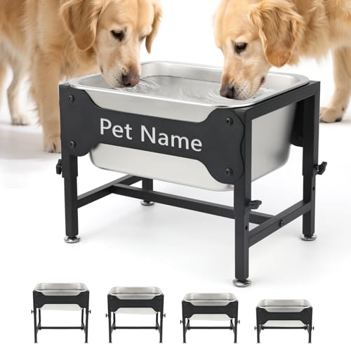 BWOGUE 3 Gal Elevated Large Dog Water Bowl Raised Stainless Steel Bowl Stand Large Breed 4 Height Adjustable (9 11 13 15) Non-slip Dog Feeding Station for Joint Pressure Relief Indoor Outdoor
