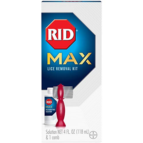 RID MAX Lice Removal Kit, Pesticide Free, Easy-to-Use, 100% Effective at Getting RID of Lice, Super Lice and Eggs, Includes 1 RIDvantage Comb and 1 Solution (4 Ounces), Multicolor, 2 Piece Set