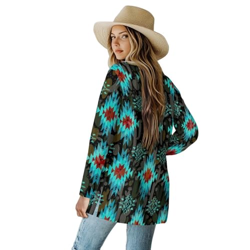 Women Open Front Ethnic Style Aztec Cardigan Tribal Aztec Printed Long Sleeve Casual Loose Coat3