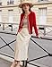 Women's Red Cardigan Sweater Color Block Long Sleeve Crew Neck Knit Cardigan Trendy Cropped Cardigan Shrug, L
