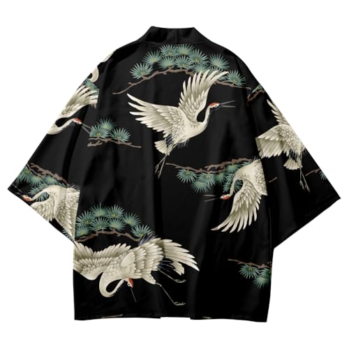 Image of DOVWOER Women's and Men Cardigan Jackets Japanese Kimono Casual Open Front Lightweight Coat