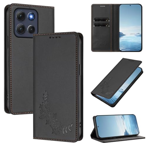 �X�}�z�P�[�X �Ή��@�� for Motorola Moto G86 Power�yRFID�u���b�N�z�y�J�[�h�z���_�[�t�����z �}�O�l�b�g�J�� �X�^���h�@�\�t���z�X�}�z�P�[�X Black
