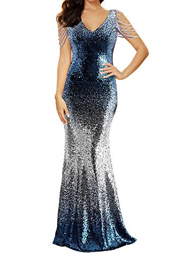 Image of Women 1920s Plus Size Formal Dress Tassels Sleeve Sequins Gatsby Maxi Evening Gown