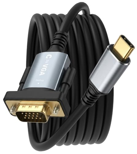 ZVOIYKM 6FT/1.8M USB C to VGA Cable 1080P@60Hz VGA to USB C Adapter Cord [Thunderbolt 3/4 compatible] for iPhone 15 Pro/Max MacBook Pro/Air 2023 iPad Pro iMac S23 XPS 17 Surface Book 3 - Gold-Plated
