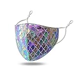 TFTSR Bling Mermaid Scales Masquerade Cloth Face Masks for Women with Filter Pocket Reusable...