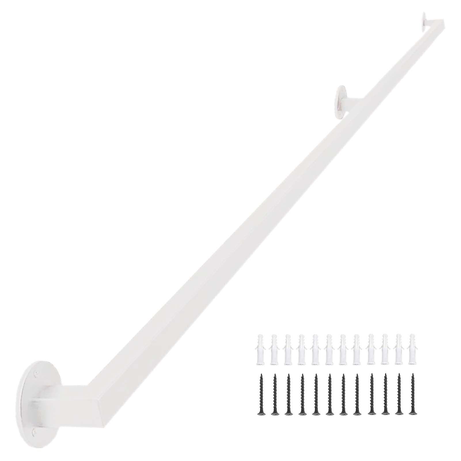 Corrimano per Scale a Parete 1-6 Metri | In Ferro Battuto per Interni ed Esterni | Tubo Zincato Bianco (150cm)