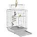 Yaheetech Cage Oiseaux avec Jouet 40 x 40 x 58 cm Cage Oiseau Exotique pour Perruche Calopsitte Inséparable Canari Mandarin Gris Clair