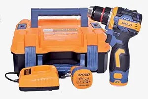 XOYO Cordless Drill Machine XMaid 16Vx2 Brushless Motor | METAL Chuck 10mm Keyless Chuck | 0-2000RPM | 2 Speed - Torque 21+1Nm | Heavyduty Carrycase | FREE SCREW Bit | Screw Driver for Home Appliances