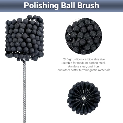 Image of Cylinder Hone, 240 Grit Silicon Carbide, 3 3 /4 inch (95mm) Diameter Ball Hone | for Hole Diameters 3 1 /2 inch - 3 3 /4 inch, Cylinder Engine Sanding Brush for Mild Steel, Stainless Steel, and Cast Iron
