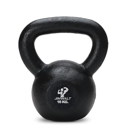JIMWALT Jimwalt Heavy Duty Enameled Cast Iron Kettlebell | Smooth Non-Slip Grip, Chip-Resistant Coating | Perfect for Strength Training & Home Gym (Enameled Coated 16KG)