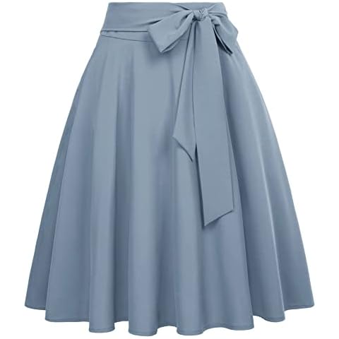Belle Poque High Waist Midi Skirt with Bow Tie Cover