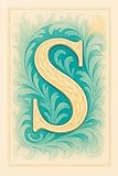  Spectacular blue and cream monogrammed journal notebook S by Christine Iverson