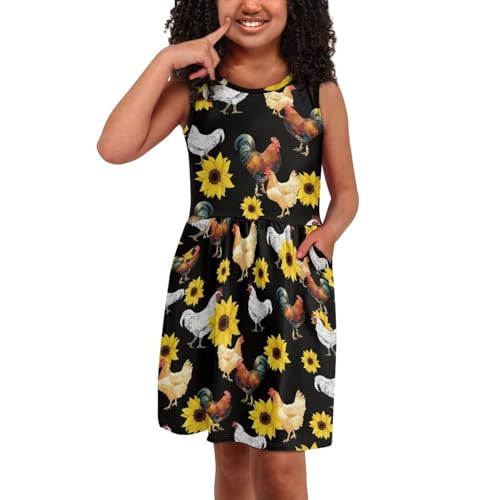Little Girl Sleeveless Dress Comfy Sundress with Pockets for Kids Girls 4-14 Years Old2