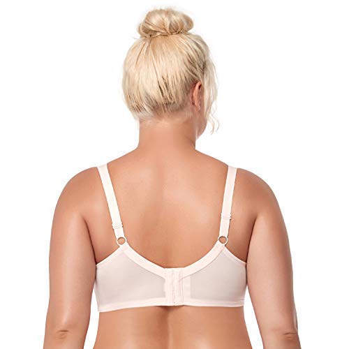 Hsia Women's Minimizer Bra Unlined Underwire Full Figure Lace Bra Plus Size Full Coverage Unpadded Bra Dusty Peach #TOP2