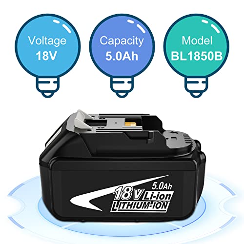 2Stück Dosctt BL1850B Ersatz für Makita 18V Akku 5.0Ah BL1850 BL1840B BL1860B BL1830B BL1820B BL1860 BL1840 BL1830 BL1820 mit Ladeanzeige Akku-Elektrowerkzeuge – Bild 3