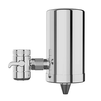 AUCMA AFaucet 1 Faucet Water Filter 304 Food Grade Stainless Steel Filtration System Reduces Lead Chlorine & Bad Taste - Fits Standard Faucets (1 Filter Included)