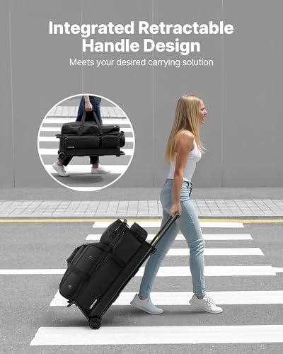 VEVOR Bowlingballtasche für 3 Bälle mit Doppelrollen & separatem Fach für Schuhe (bis US-Größe 16) & übergroßer Zubehörtasche, einziehbarer Griff lässt Sich auf 105 cm ausziehen Schwarz