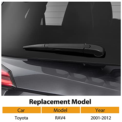 Rear Wiper Blade, 85242-12090 Compatible With Toyota Rav4 2000-2012, Toyota Highlander 2001-2019 Mikkuppa New Back Windshield Wiper Blade, All Season Natural Rubber Cleaning Window #TOP3
