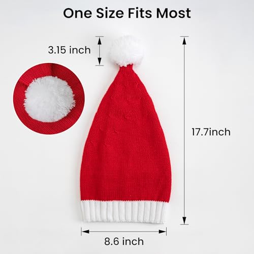 Image of Santa Hat Christmas Hats Xmas Party Red Knitted Beanie For Adult Women Men