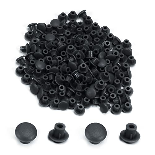 Image of MroMax 200Pcs Screw Cap Cover 3 /16inch Bottom Dia Fit for 4.5-5mm Diameter Hole Plastic Tube Cover Shelf Peg Hole Plugs for Cupboard Bookshelf Shelf Closet Cabinet Bracket Furniture Black Tone
