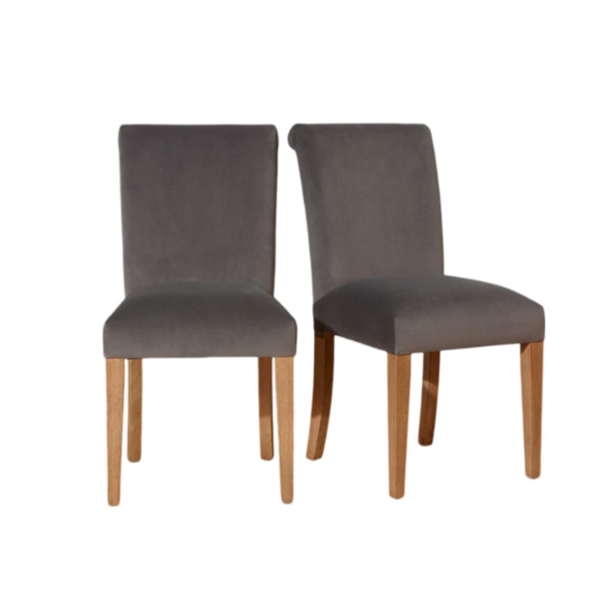 Robin des bois - Helena : Lot de 2 chaises en hévéa et Tissu Gris