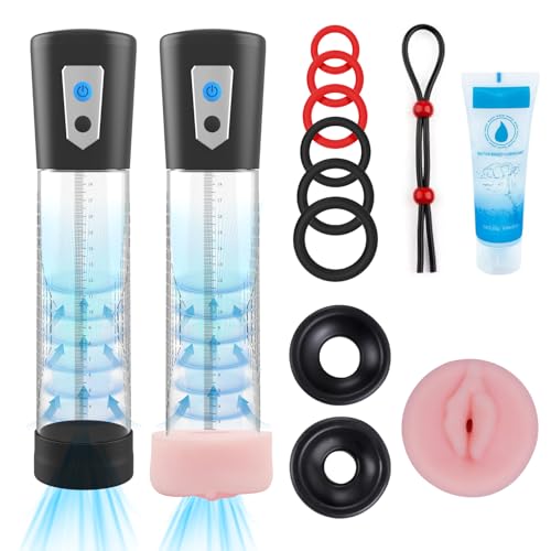 Men's Growth Pump with Strong Suction Vacuum Pump with ED Screen Powerful Electric Vacuum Pump Inch Adjustable Men's Underwear Set Training Tools to Be a Bigger Men KREVJGK10(Charge)