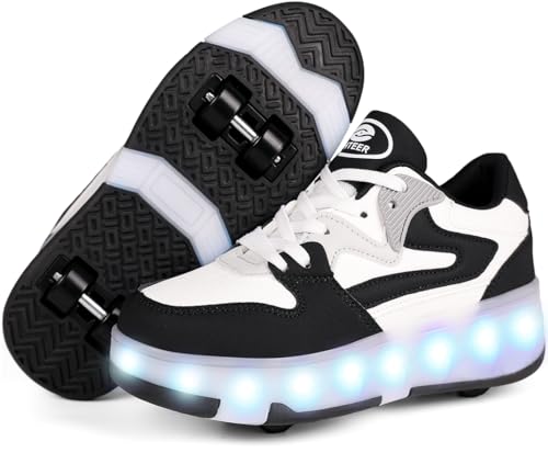 Ufatansy Roller Skates Shoes for Kids Girls Boys 4 Detachable Wheels Roller Sport Shoes 16 Modes Colorful LED Lights Rechargeable Fashion Sneakers Footwear Gifts