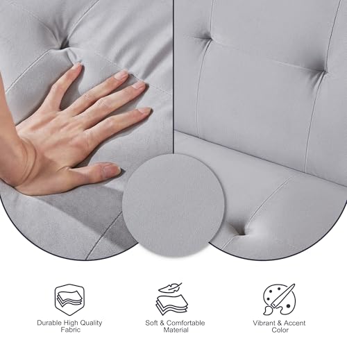 Furnify Loveseat Sofa Bed, 67" Sleeper Sofa Couch, Modern Futon Sofa with Adjustable Backrest and Thick Seat Cushion, Convertible Small Sofa for Bedroom Apartment Office, Velvet Gray by Furnify - Image 6