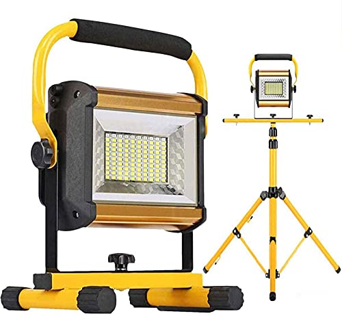 ZTCHSENZT Focos Led Recargables De 100 W, Luz De Trabajo Portátil con Trípode, Impermeables, para Exteriores, Camping, Construcción, Iluminación De Obra, Nivel 3 De Brillo Ajustabl