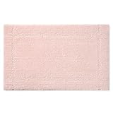 TOWN & COUNTRY EVERYDAY Ultra Plush Solid Tufted Border Bath Mat, Soft and Absorbent Tufted Floor Mat, Non-Slip Backing, Machine Washable, Blush, 20'x32'