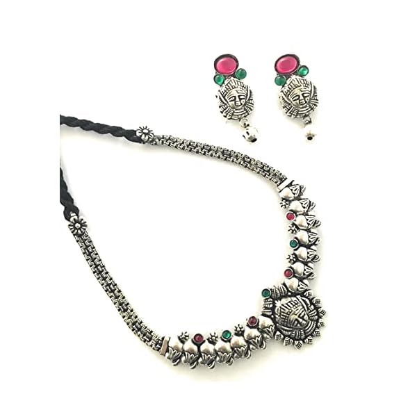Sasitrends Oxidized Jewellery German Silver Necklace Set for Women and Girls - Image 4