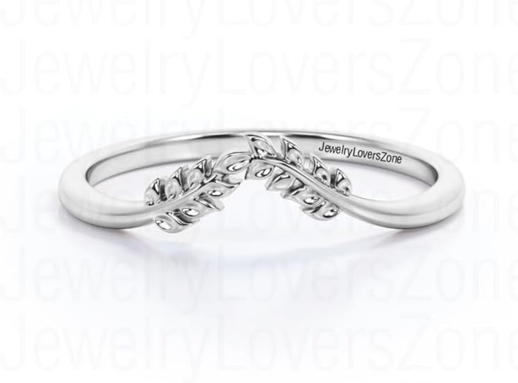 Vintage Nature-Inspired Leaf Wedding Band Solid Silver Curved Wedding Ring Elegant Botanical Design for Women – Timeless and Handmade Bridal Jewelry
