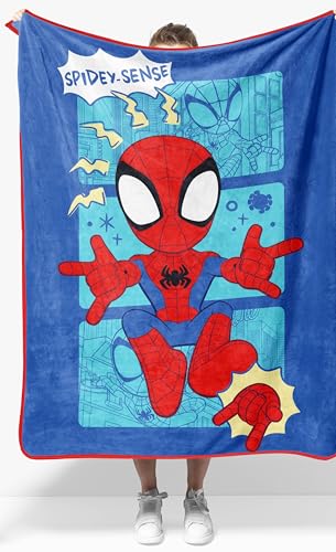 Jay Franco Kids Plush Throw Blanket – Soft & Cozy Fleece Throw for Bedroom & Couch Décor, Official Licensed Product, Blue - Spidey & Friends, 40x50 - Travel Blanket
