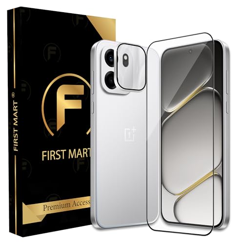 Image of FIRST MART Tempered Glass for Oneplus Nord CE 6 5G with Silver Camera Ring Guard & Installation Kit | HD Clear Edge-to-Edge Screen Protector, Scratch Resistant, Case-Friendly | Pack of 1