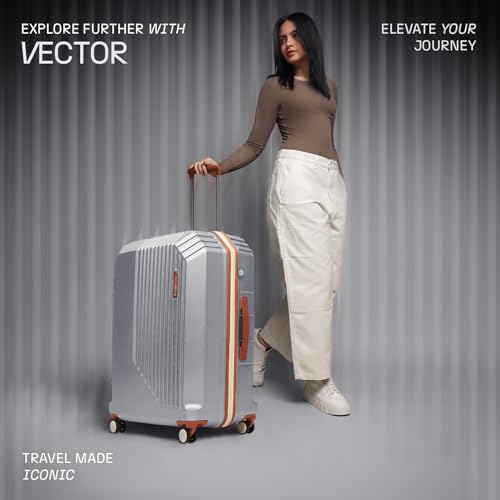 Image of uppercase Vector (Large) 75cm, Check-in Sustainable Trolley Bag, Hardsided Anti-Scratch 8 Wheel Double Spinner Luggage, TSA Lock & Anti-Theft Zippers, Suitcase for Unisex, 2000 Days Warranty (Silver)
